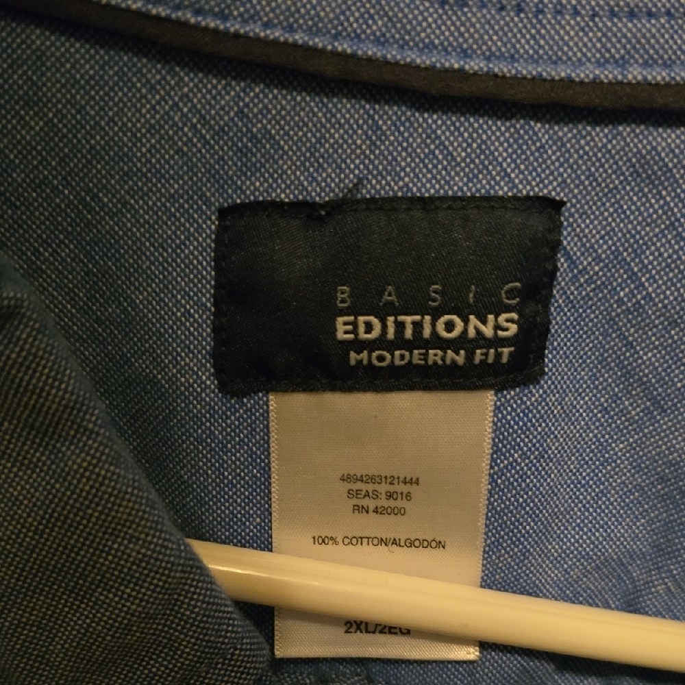 Basic Editions Blue Casual Button-Down Shirt - image 2